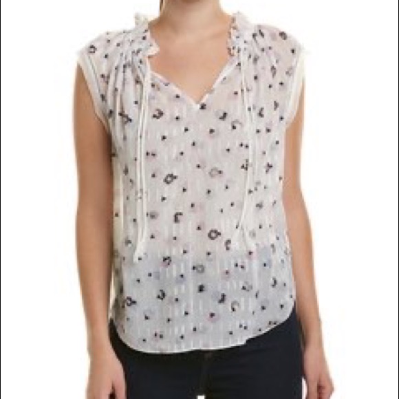 Rebecca Taylor White Silk Floral Blouse 6